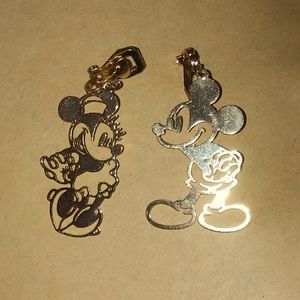 Disney Minnie and Mickey gold clip on earrings